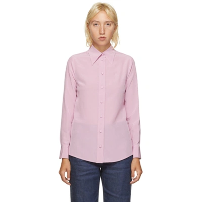 Gucci Pink Silk Crêpe De Chine Silk Shirt