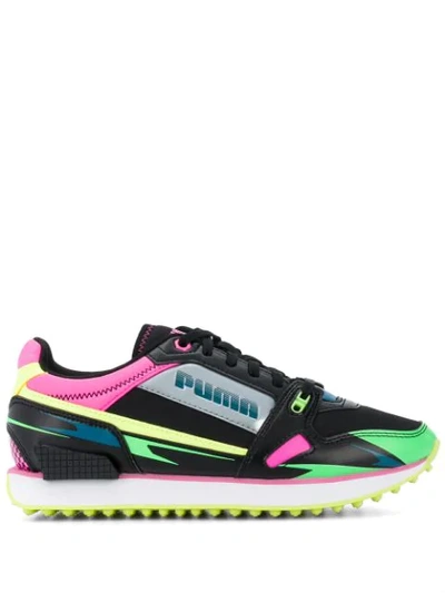 Puma Colour-block Lace-up Trainers In Black