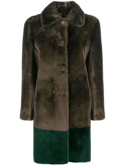 Desa 1972 Sheepskin Button-up Coat In Green