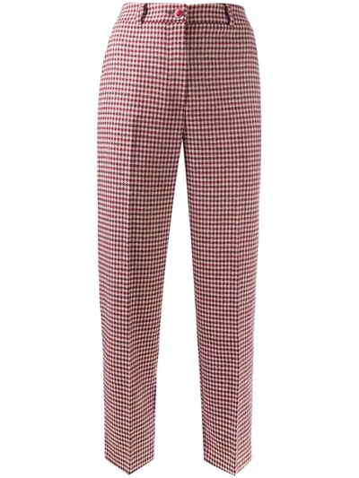 Blumarine Checked Cropped Trousers In Red