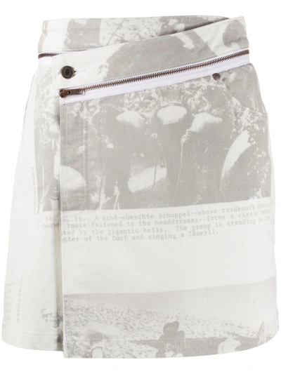 Ottolinger Asymmetric Wrap-style Denim Skirt In White