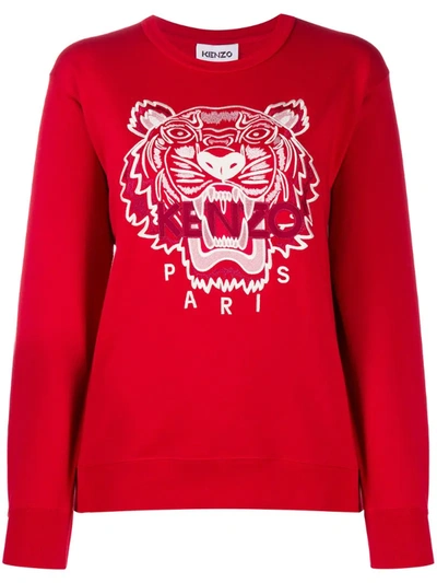 Kenzo Tiger Embroidered Sweatshirt In Red