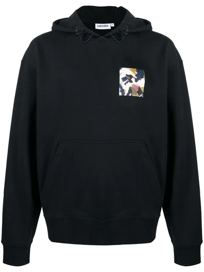 Kenzo Oversized 'brushed Camo' Hoodie Sweatshirt In Black