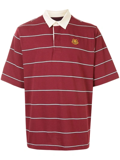 Kenzo Striped Tiger Polo Shirt In Red