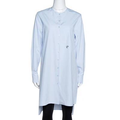 Pre-owned Dior Light Blue Cotton Bee Embellished Button Down Tunic S