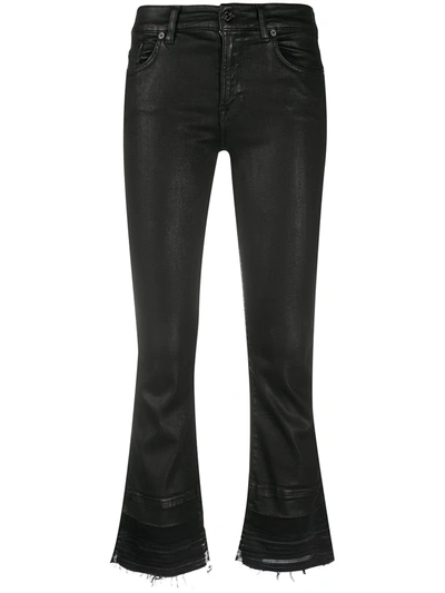 7 For All Mankind Cropped Boot Unrolled Jeans In Black
