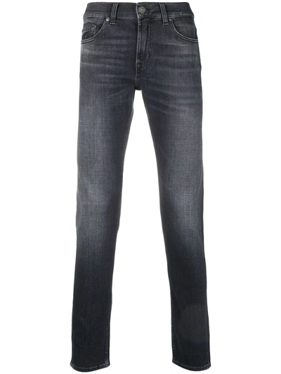 7 For All Mankind The Stacked Skinny Fit Jeans In Camelot Gray In Black