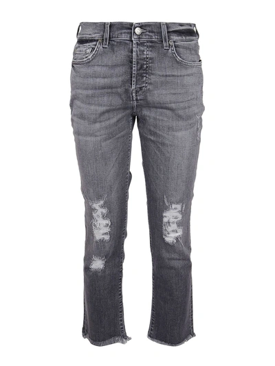 7 For All Mankind Asher Soho Cropped Jeans In Grey