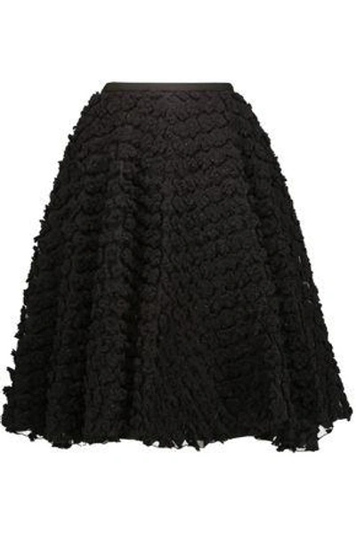 Rochas Woman Crepe And Appliquéd Organza Skirt Black