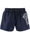 Versace Medusa Navy Shell Swim Shorts In Blue