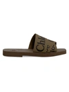 Chloé Woody Flat Sandals In Grove Brown