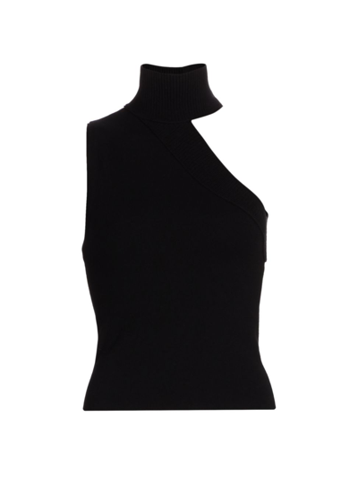 Alice And Olivia Kiki Multi-stitch Cutout Tank Top In Black