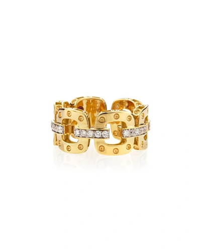 Roberto Coin 18k Yellow & White Gold Pois Moi Diamond Chain Link Statement Ring In White/gold