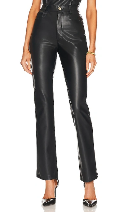 Weworewhat Dani Vegan Leather Boyfriend Pant In Black