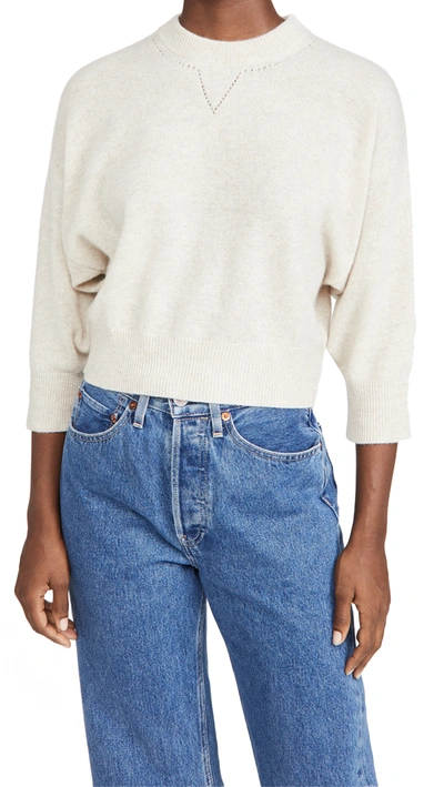Frame Le High Rise Cashmere & Wool Boxy Sweater In Oatmeal Heather