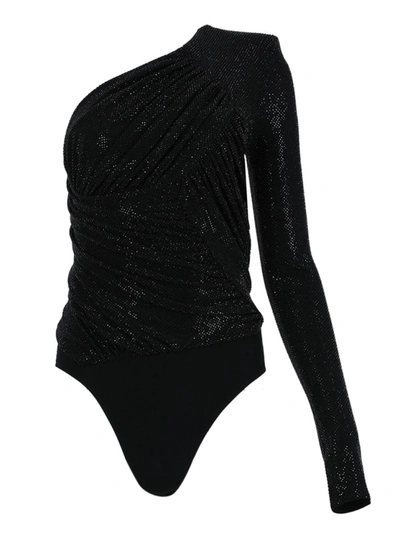 Alexandre Vauthier Black Embellished One-shoulder Bodysuit