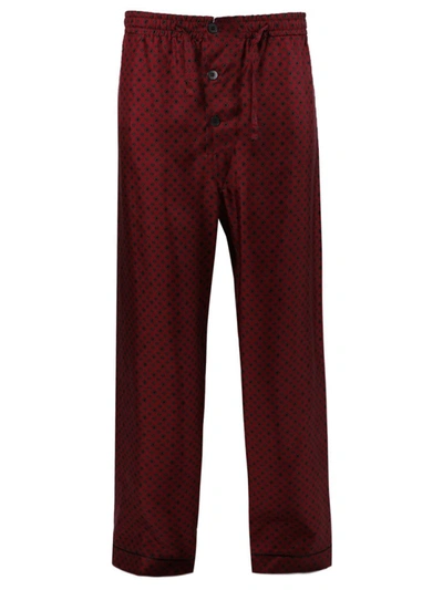 Maison Margiela Silk Three-button Pajama Pants In Burgundy