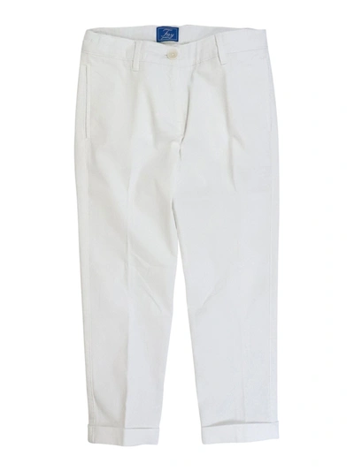 Fay Kids' Stretch Cotton Trousers In White
