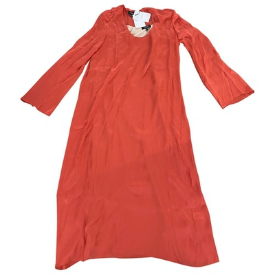 Pre-owned Theory Silk Mid-length Dress In Red
