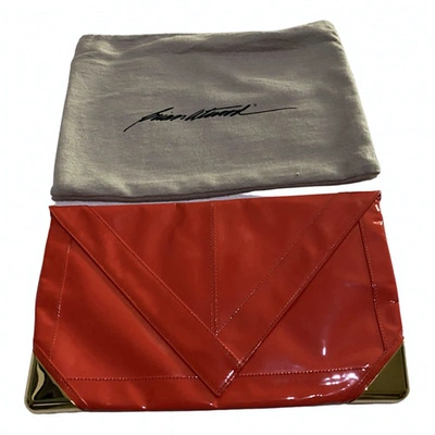 Pre-owned Brian Atwood Patent Leather Clutch Bag In Red