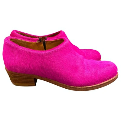 Pre-owned Reality Studio Pony-style Calfskin Ankle Boots In Pink
