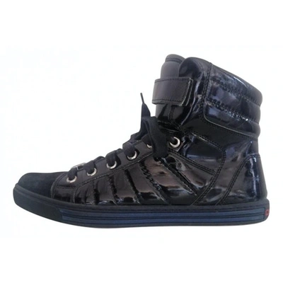 Pre-owned Dsquared2 Patent Leather High Trainers In Black