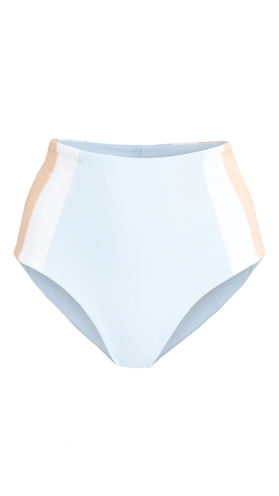 L*space Lspace Sustainable Desi High-waisted Bikini Bottoms In Brick  Champagne & Sky Blue
