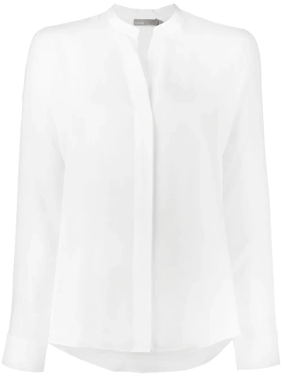 Vince Long Sleeve Tie Neck Blouse In White