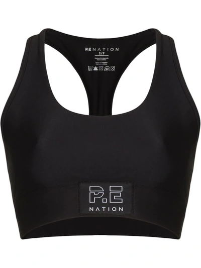 P.e Nation Logo-patch Endurance Sports Bra In Black