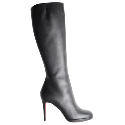 Pre-owned Christian Louboutin Black Leather Structural Boots Size 39