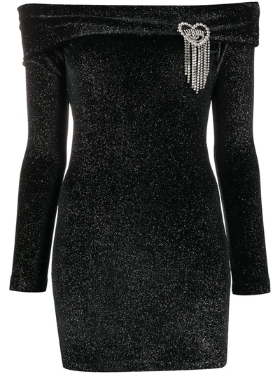 Chiara Ferragni Off-shoulder Lurex Mini Dress In Black