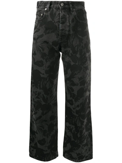 Balenciaga Floral-pattern Cropped Jeans In Grey