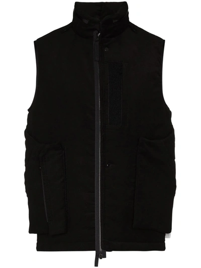 Stone Island Shadow Project Moleskin Padded Gilet In Nero