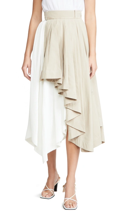 Aje Consonance Asymmetrical Midi Skirt In Stone/white