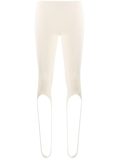 Jacquemus Ribbed Knit Viscose Blend Leggings In Neutrals