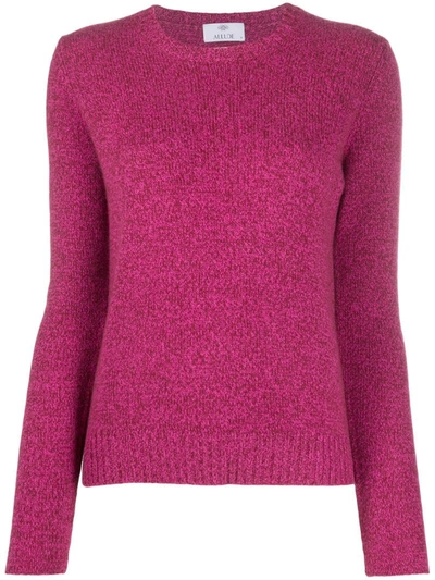 Allude Crew Neck Mélange Jumper In Pink