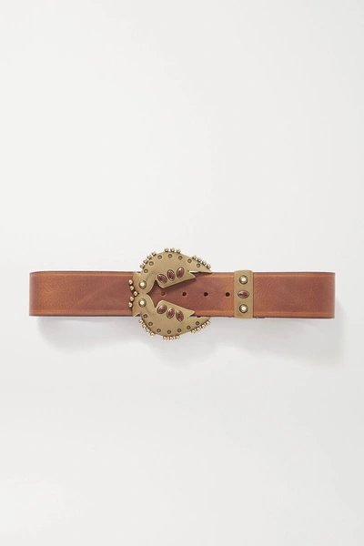 Isabel Marant Abigail Embellished Leather Belt In Brown