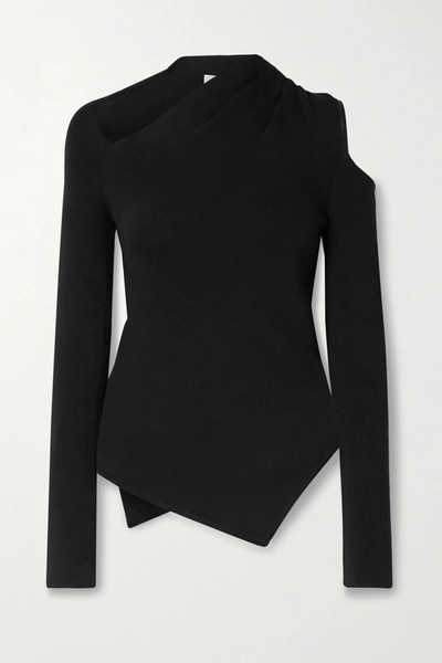 Monse Asymmetric Cutout Wool-blend Sweater In Black