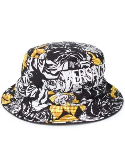 Versace Rose-print Twill Bucket Hat In White