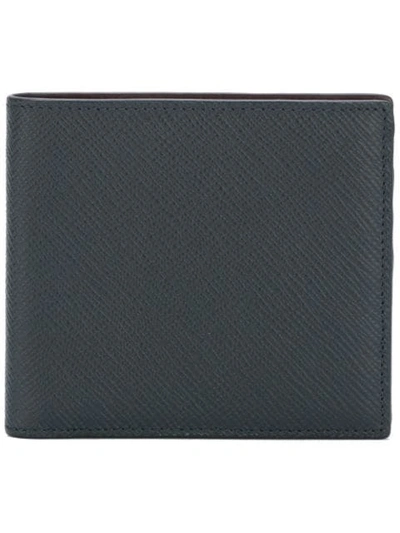 Smythson Grained-leather Bi-fold Wallet In Blue