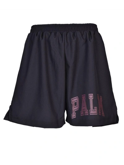 Palm Angels College Soccer Shorts In Black-bordeaux