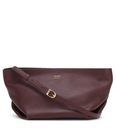 Khaite Envelope Pleat Leather Shoulder Bag In Burgundy