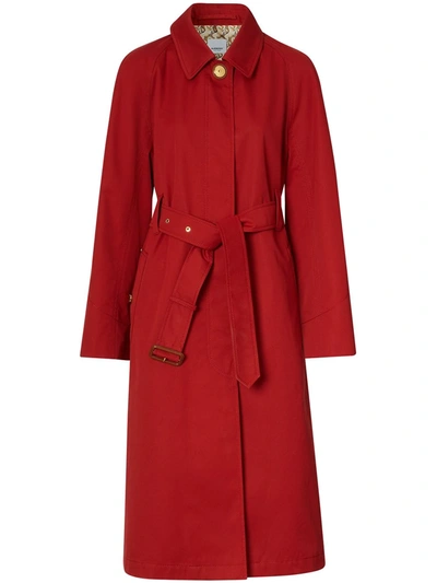 Burberry Tropical Gabardine Belted Car Coat In Red