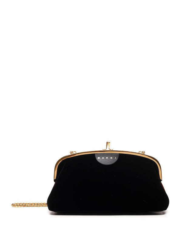 Marni Logo Clasp Clutch Bag In Black Modesens