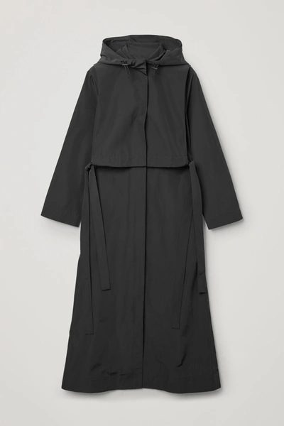 Cos Raincoat With Detachable Hood In Grey