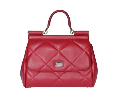 Dolce & Gabbana Sicily M Bag In Aria Matelassé Calfskin In Red