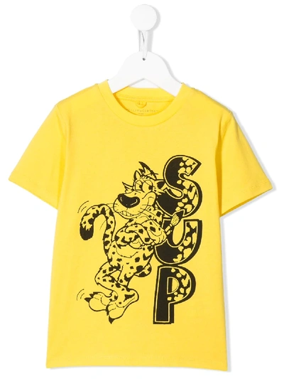 Stella Mccartney Kids' Sup Leopard Print T-shirt In Yellow
