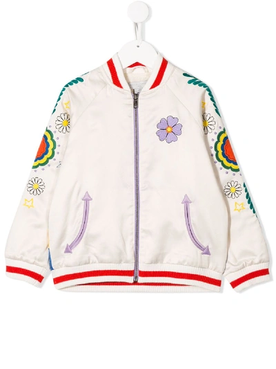 Stella Mccartney Kids' Embroidered Bomber Jacket In Bianco