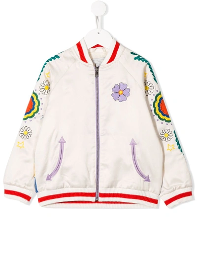 Stella Mccartney Embroidered Bomber Jacket In Neutrals