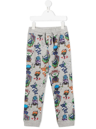Stella Mccartney Kids' Music Monsters Printed Track Trousers In Grey